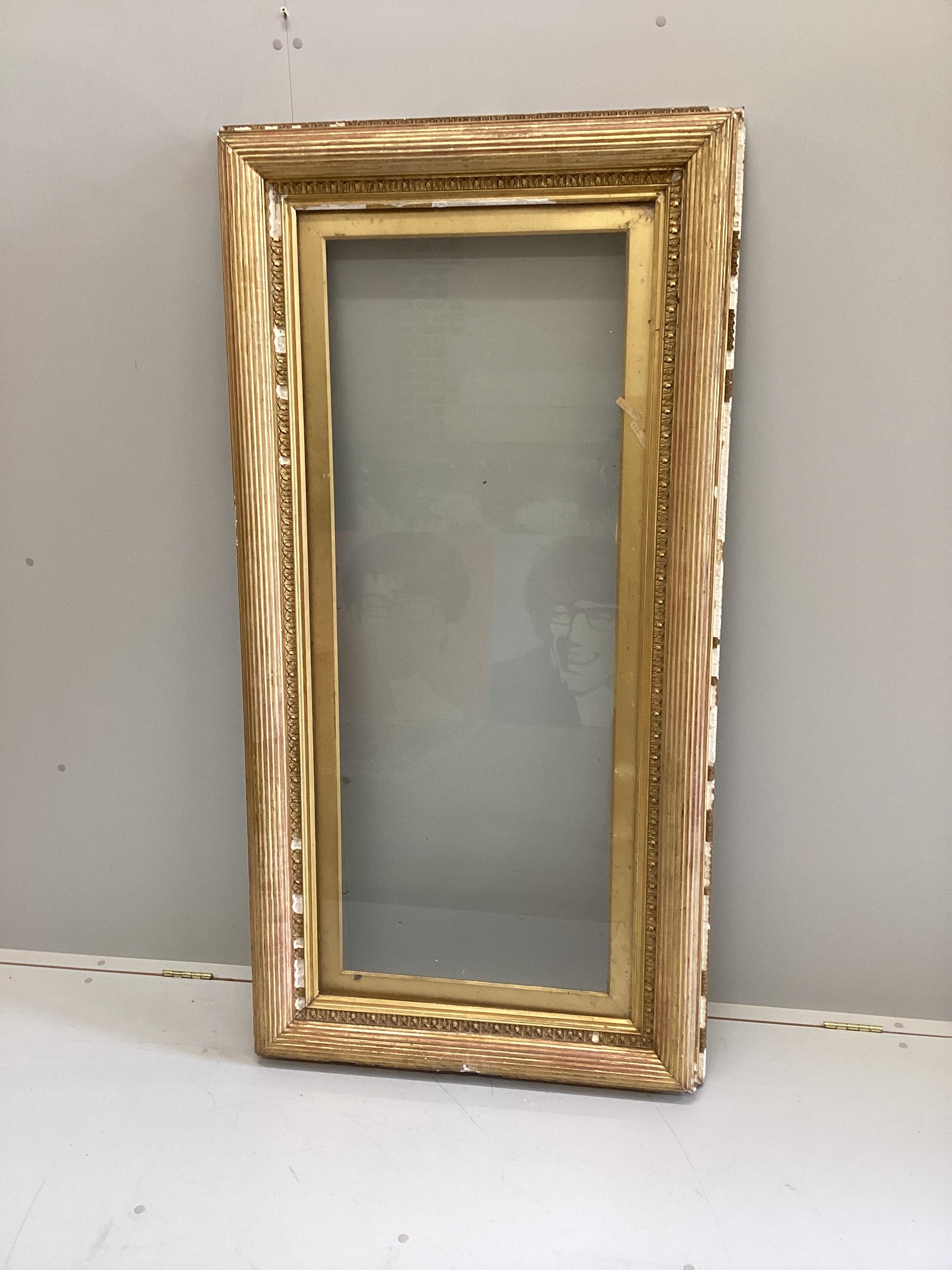 A large 19th century rectangular giltwood and composition picture frame, width 84cm, height 166cm